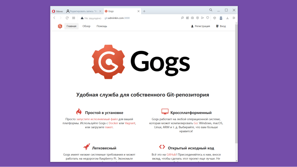 Достъп до Gogs чрез HTTP протокола